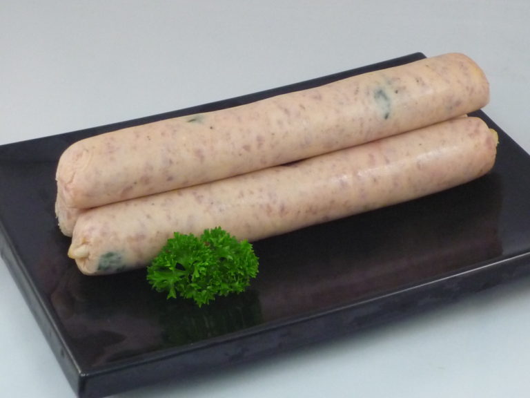 Chicken spinach and pine nut thin sausages
