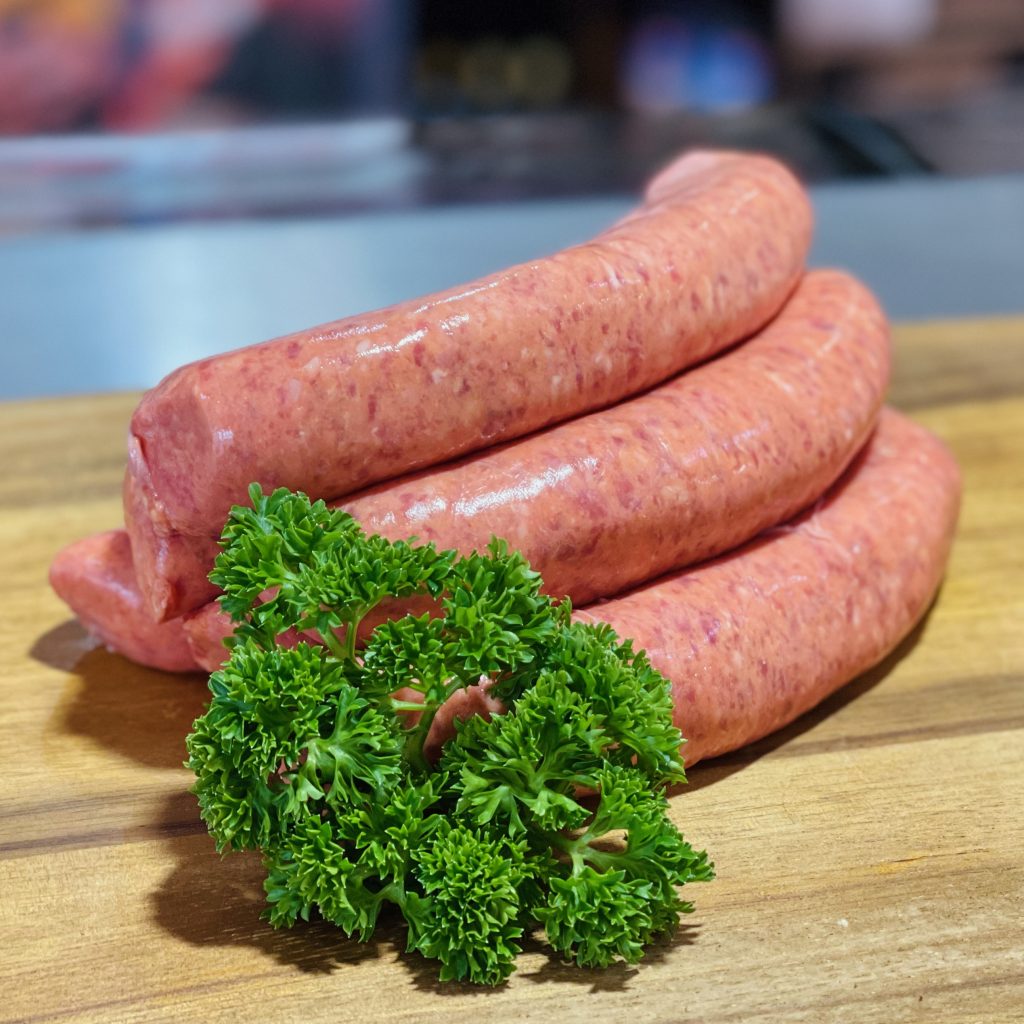 Beef, bacon and maple sausage
